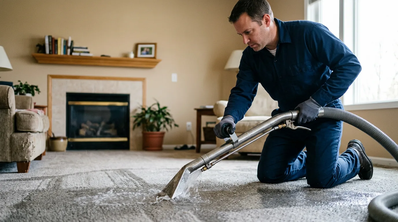 Water damage restoration technician working near Goose Lake, IA